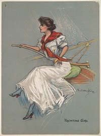 Yachting Girl, from the series "Hamilton King Girls" (T7, Type 6), issued by Turkish Trophies Cigarettes