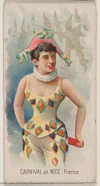 Carnival at Nice, France, from the Holidays series (N80) for Duke brand cigarettes issued by Allen & Ginter, George S. Harris & Sons (lithographer)