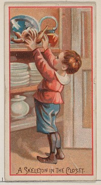 A Skeleton in the Closet, from the Jokes series (N87) for Duke brand cigarettes issued by Allen & Ginter, George S. Harris & Sons (lithographer)