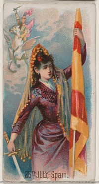 25th of July, Spain, from the Holidays series (N80) for Duke brand cigarettes issued by Allen & Ginter, George S. Harris & Sons (lithographer)