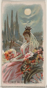 The Flower Fair, Spain, from the Holidays series (N80) for Duke brand cigarettes issued by Allen & Ginter, George S. Harris & Sons (lithographer)