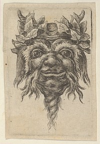 Satyr Mask with a Spiral-Shaped Beard and Ivy Grouped Around Each Horn, from Divers Masques by François Chauveau