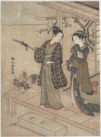Gentleman Taking Leave of His Lady on a Veranda by Suzuki Harunobu