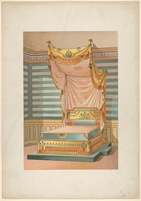 Bed in Egyptian Style, from 'Nouveaux modèles de Tentures (Bibliothèque de l'Ameublement)' 