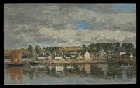 Village by a River  by Eugène Boudin