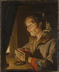 Old Woman Praying by Matthias Stom