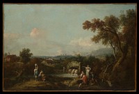 Landscape with Peasants at a Fountain by Francesco Zuccarelli