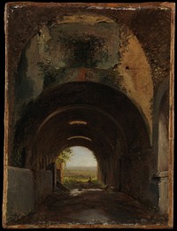 View in the Stables of the Villa of Maecenas, Tivoli by Fran&ccedil;ois Marius Granet