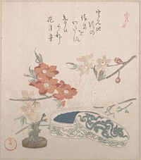 Peach Blossoms, a Seal and a Seal-box by Kubo Shunman