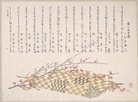 Plum Branches with Flowers and a Rolled Mat by Kubo Shunman