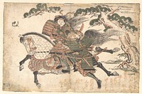 Tomoe Gozen Killing Uchida Saburo Ieyoshi at the Battle of Awazu no Hara by Ishikawa Toyonobu