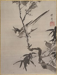Singing Bird on a Branch by Kawanabe Kyosai