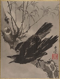 Crow on a Branch by Kawanabe Kyosai