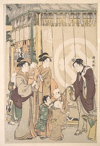 Group before the Echigo-ya Dry-goods Shop on New Year's Day by Torii Kiyonaga