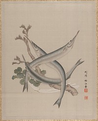 Three Fishes and a Branch by Seki Shūkō