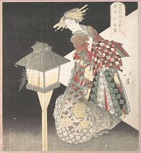 Courtesan by a Lantern, “Fire,” from the series Five Elements for the Bunsai Poetry Group, a Guide to the Yoshiwara Pleasure Quarters by Totoya Hokkei