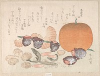 Orange, Dried Persimmons, Herring-Roe and Different Nuts; Food Used for the Celebration of the New Year