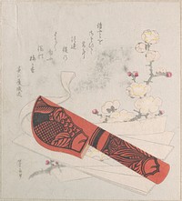 Plum Blossoms, Cut Paper and a Knife in Sheath