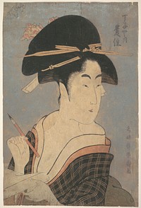 Portrait of Toyozumi of Chojiya House, Writing a Letter