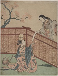 Warming the Sake by Maple Leaf Fire by Suzuki Harunobu