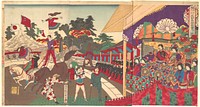 Illustration of the Imperial Excursion to see the Charini's Circus (Charine daikyokuba goyūran no zu) by Yōshū (Hashimoto) Chikanobu