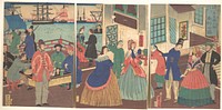 People of the Five Nations Drinking and Eating (Gokakoku jinbutsu dontaku no zu) by Utagawa Yoshitora