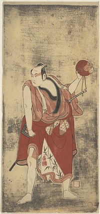 The Actor Ichikawa Komazo I as a Man Holding a Monkey Mask by Ippitsusai Bunchō