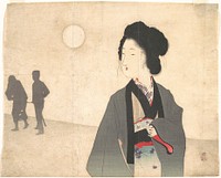 Young Woman Looks at Silhouette of a Male Prisoner being Led Away