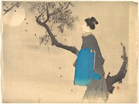 Profile View of a Woman Strolling in the Moonlight by Unidentified artist