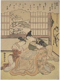 Evening Snow on Matsuchi Hilll, from the series Eight Fashionable Views of Edo (Furyu Edo hakkei) by Suzuki Harunobu