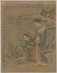 Two Young Ladies at the Shore by Suzuki Harunobu