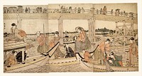 Fishing Boats with Nets under Ryōgoku Bridge by Utamaro Kitagawa (1754–1806)