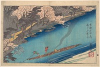 Full Blossom at Arashiyama on the Oi River by Utagawa Hiroshige