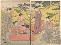 A Picnic Party at Hagidera by Katsukawa Shunchō