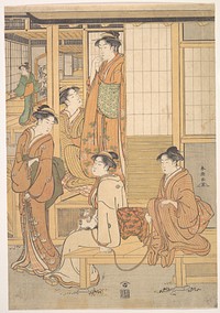 Group of Young Women on the Veranda of a Tea House by Katsukawa Shunchō