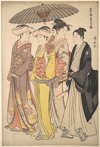 A Lady from a Samurai Household with Three Attendants, from the series A Brocade of Eastern Manners (Fūzoku Azuma no nishiki) by Torii Kiyonaga