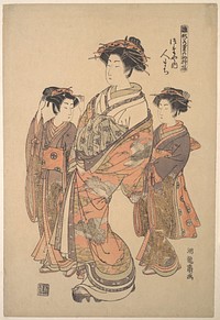 The Courtesan Hitomachi of the Tsutaya Brothel, from the series “A Pat-tern Book of the Year’s First Designs, Fresh as Spring Herbs” (“Hinagata wakana no hatsu moyō”) by Isoda Koryūsai