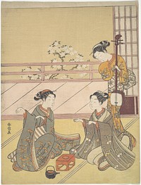 Young Women Playing Kitsune-ken (Fox Game) by Suzuki Harunobu