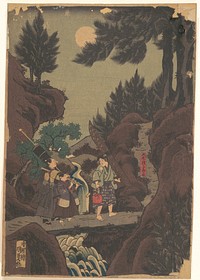 Shanaō [Yoshitsune] Learns Martial Arts in Sōjōgatani (Shanaō Sōjōgatani ni heijutsu o manabu zu) by Utagawa Kunisada