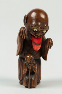 Netsuke of Bakemono and Blind Man