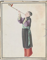 Watercolor of musician playing laba