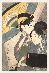Geisha and Attendant on a Rainy Night by Utamaro Kitagawa (1754–1806)