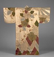 Robe (Kosode) with Cherry Blossoms and Cypress Fence