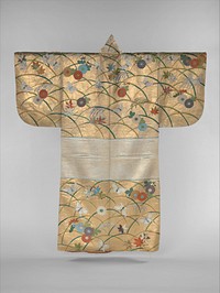 Noh Robe (Nuihaku) with Butterflies, Chrysanthemums, Maple Leaves, and Miscanthus Grass