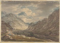 The Honister Pass from Gatesgarth Farm, Gatesgarthdale, Lake District by Edward Dayes