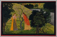 "Radha with Her Confidant, Pining for Krishna", Folio from the "Second" or "Tehri Garhwal" Gita Govinda (Song of the Cowherd), Indian