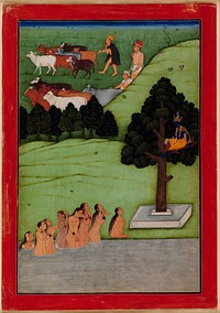 Krishna Steals the Clothing of the Gopis (Female Cowherds)", Folio from the Devotional Text of the Bhagavata Purana 