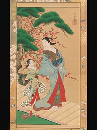 Courtesan and Attendant in Early Spring by Kakondō