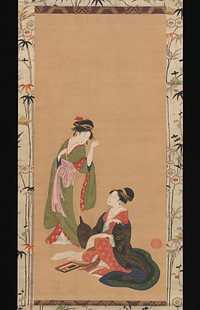 Courtesans Parodying Kanzan and Jittoku by Kinpūsha Toyomaro