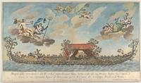 The highly ornamented third gondola of Francesco Antonio Berka entering Venice, Gods on clouds in the upper section by Johann Georg Wolfgang